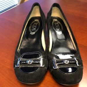 Tod’s black suede shoes